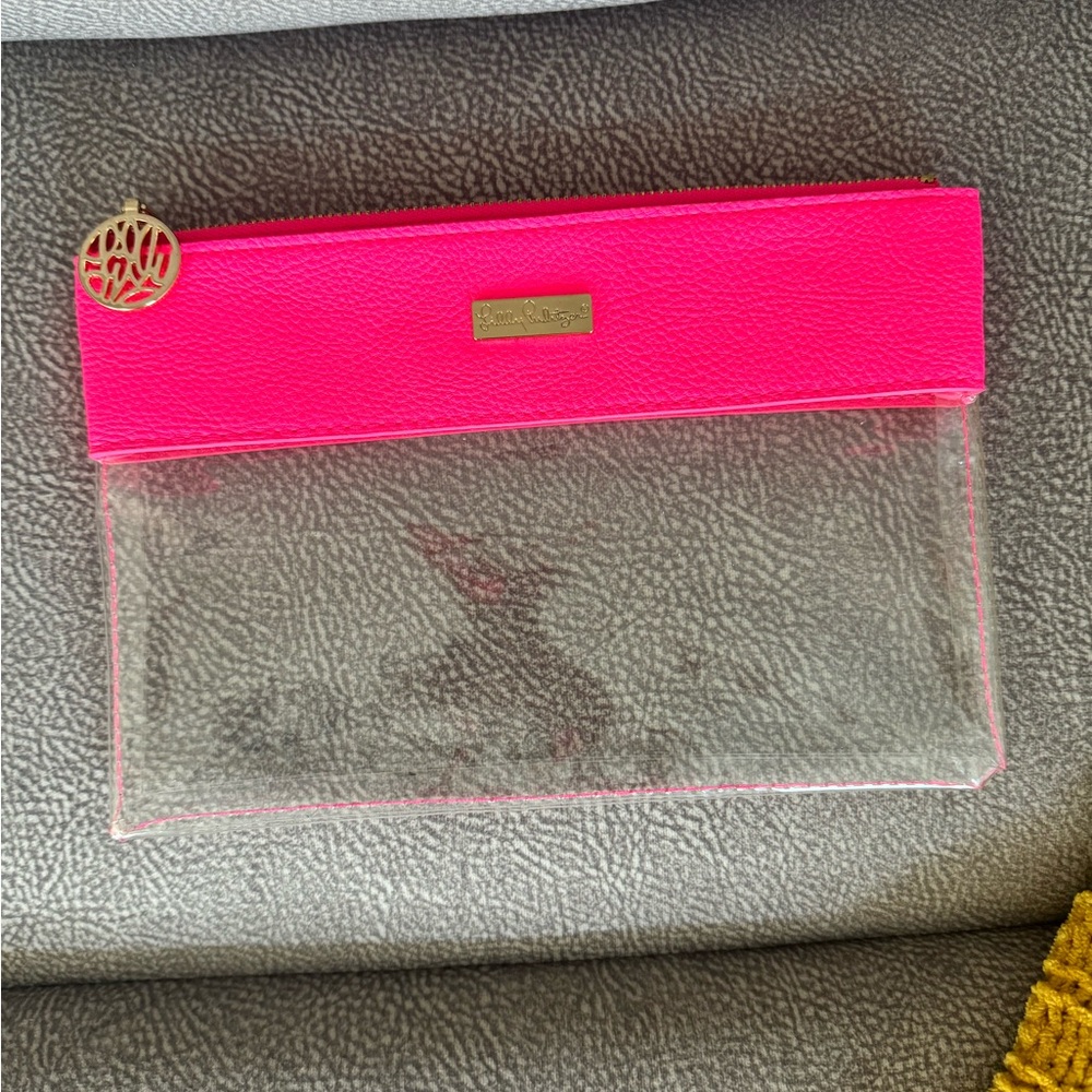 Lilly Pulitzer Lucite Pouchette transparent and pink leather